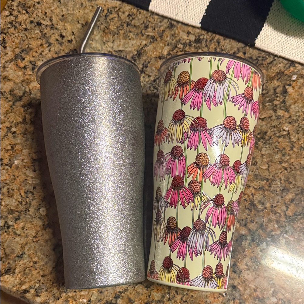 Floral and Glitter Tumbler Set